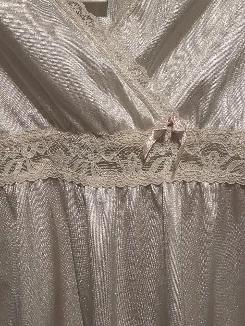 Vintage Ivory Shimmer Lace Slip Dress-Size Girls 14